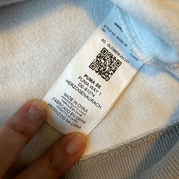 Puma Hoodie Womens XL Gray White Gold Camo Pullover Spellout Sweatshirt Cotton - Picture 12 of 13